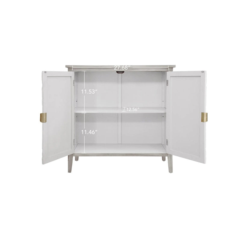 American Style 2-Door Cabinet with Relief Carved Doors & Gold Handles