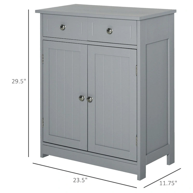 Freestanding Bathroom Floor Cabinet with 2 Drawers & Open Shelf