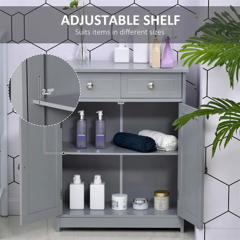 Freestanding Bathroom Floor Cabinet with 2 Drawers & Open Shelf