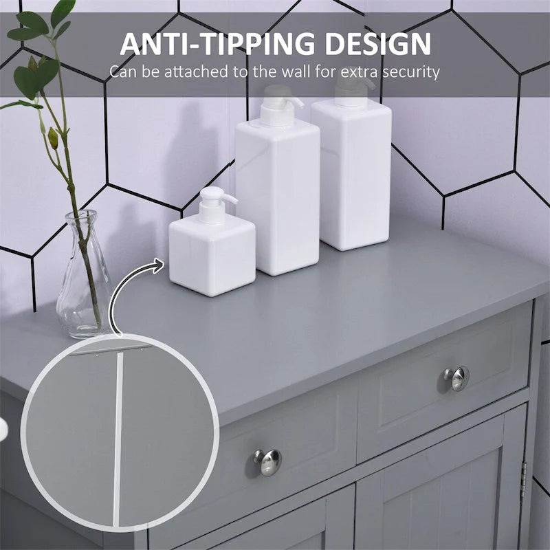 Freestanding Bathroom Floor Cabinet with 2 Drawers & Open Shelf