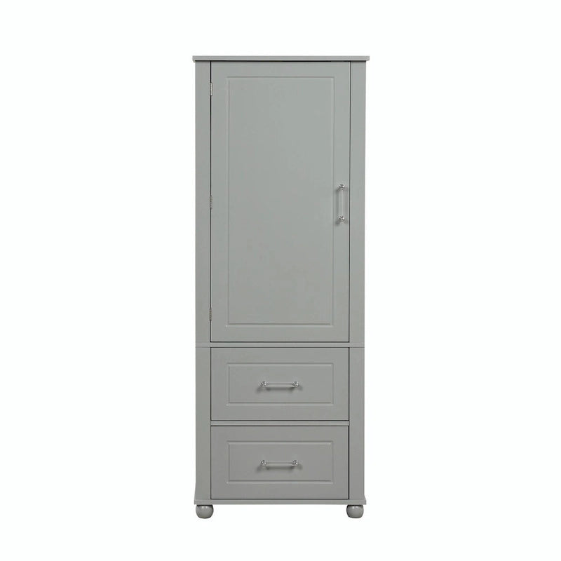 Tall Freestanding Storage Cabinet with 2 Drawers & Adjustable Shelves