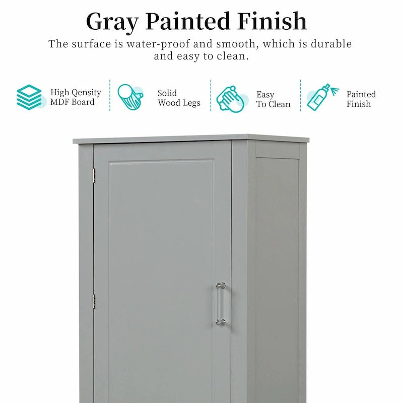 Tall Freestanding Storage Cabinet with 2 Drawers & Adjustable Shelves