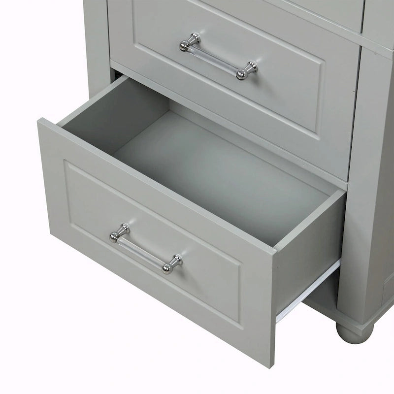 Tall Freestanding Storage Cabinet with 2 Drawers & Adjustable Shelves