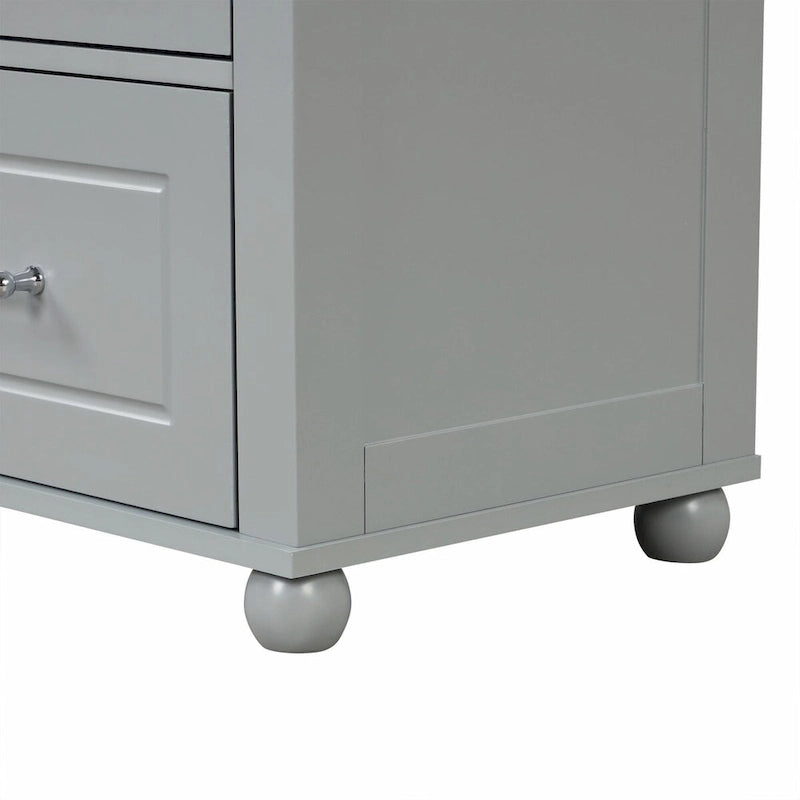 Tall Freestanding Storage Cabinet with 2 Drawers & Adjustable Shelves