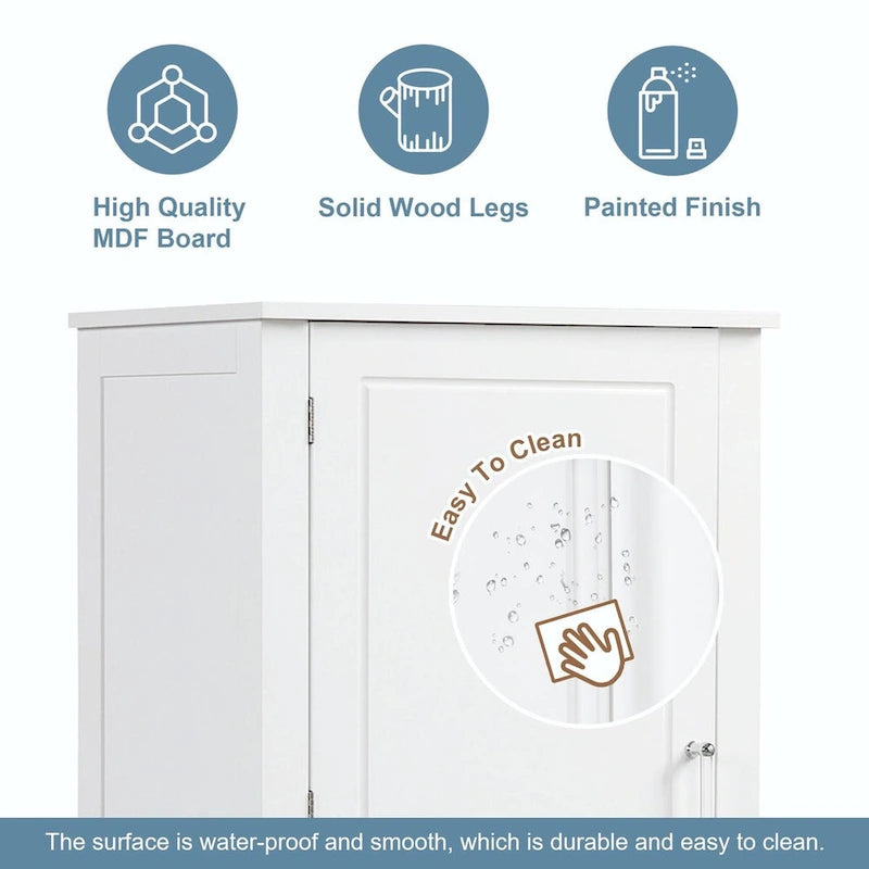 Tall Freestanding Storage Cabinet with 2 Drawers & Adjustable Shelves