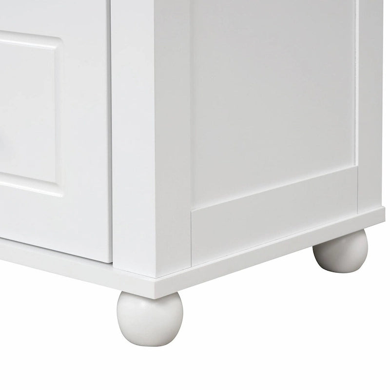 Tall Freestanding Storage Cabinet with 2 Drawers & Adjustable Shelves