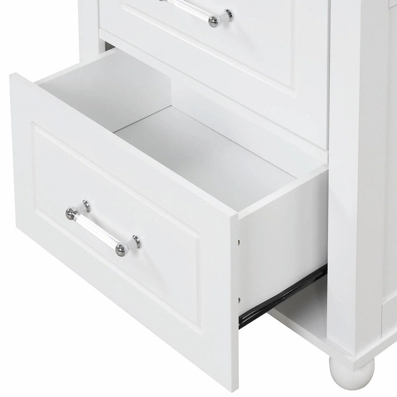 Tall Freestanding Storage Cabinet with 2 Drawers & Adjustable Shelves
