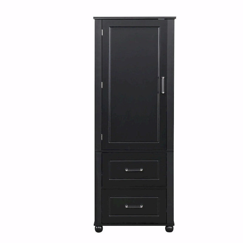 Tall Freestanding Storage Cabinet with 2 Drawers & Adjustable Shelves