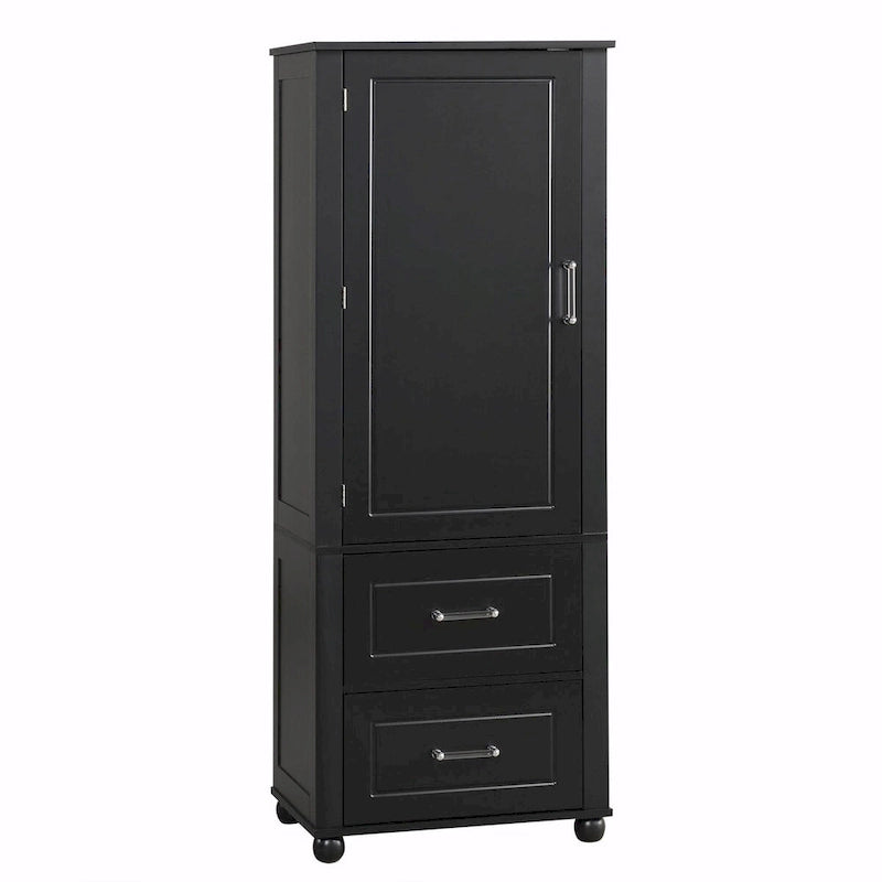 Tall Freestanding Storage Cabinet with 2 Drawers & Adjustable Shelves