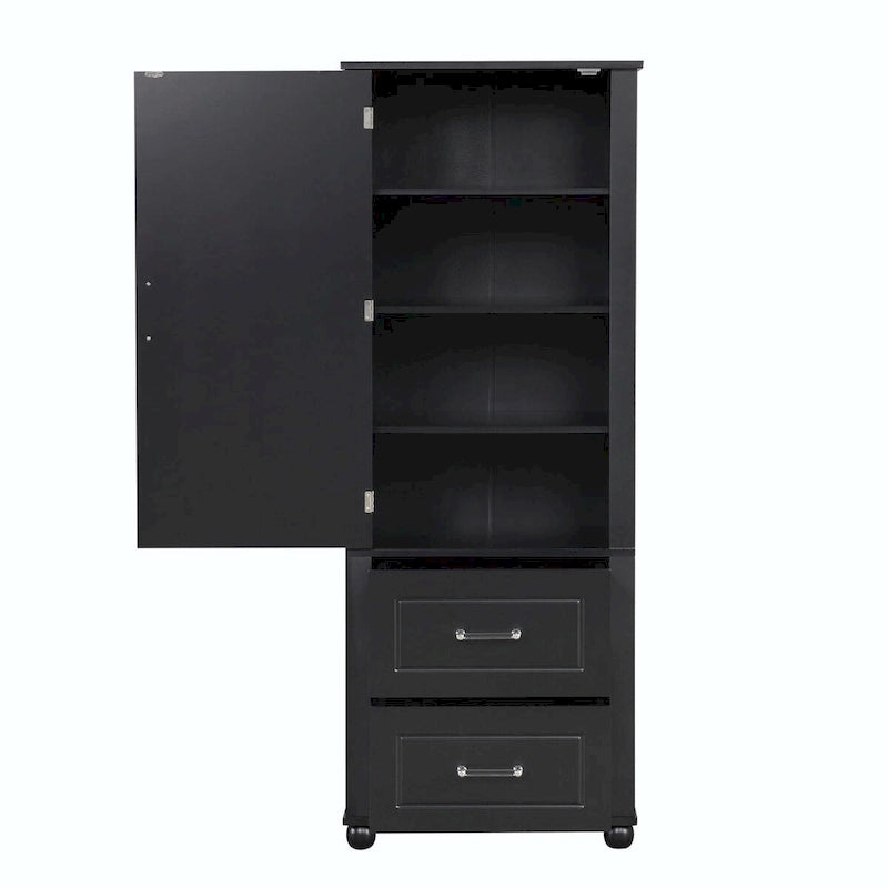 Tall Freestanding Storage Cabinet with 2 Drawers & Adjustable Shelves