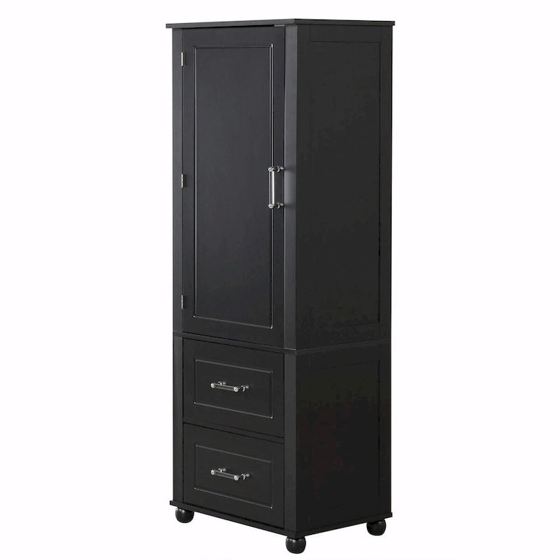Tall Freestanding Storage Cabinet with 2 Drawers & Adjustable Shelves