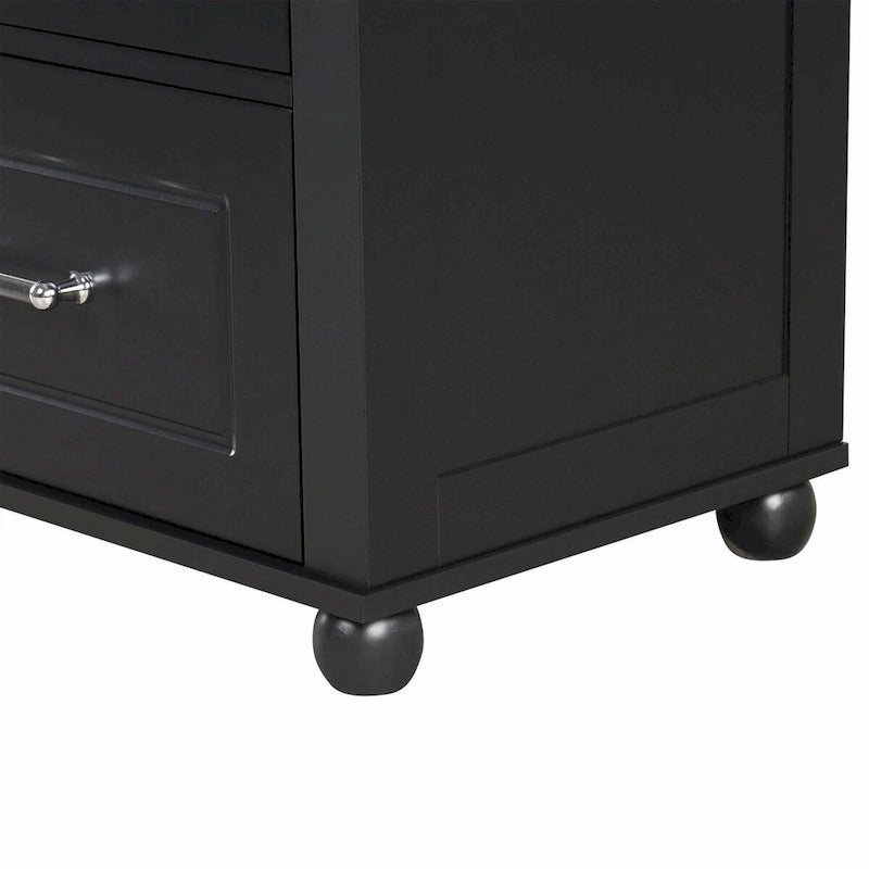 Tall Freestanding Storage Cabinet with 2 Drawers & Adjustable Shelves