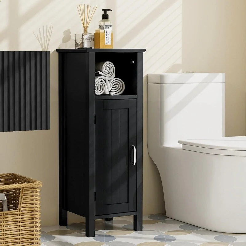 Compact Floor Storage Cabinet with Adjustable Shelves & Door