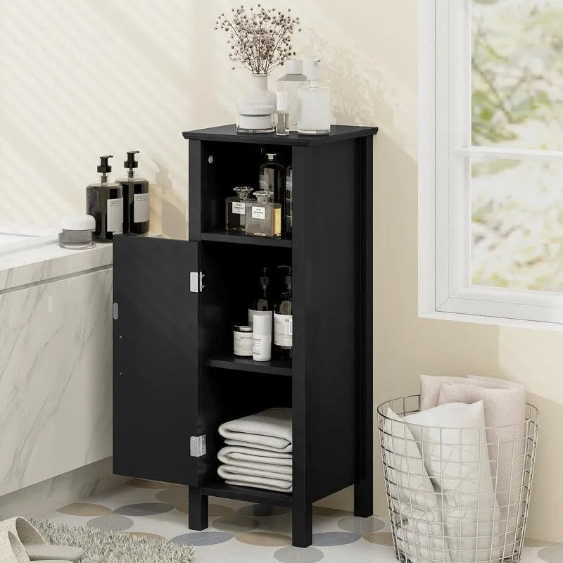 Compact Floor Storage Cabinet with Adjustable Shelves & Door