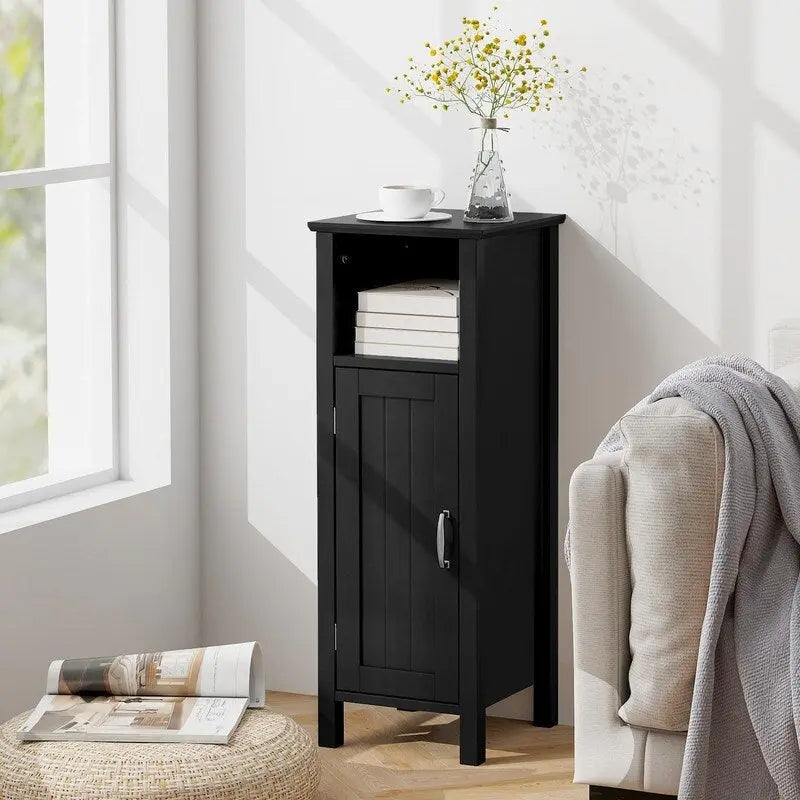 Compact Floor Storage Cabinet with Adjustable Shelves & Door