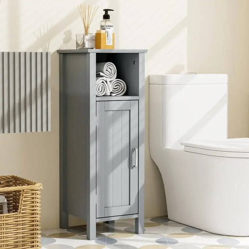 Compact Floor Storage Cabinet with Adjustable Shelves & Door