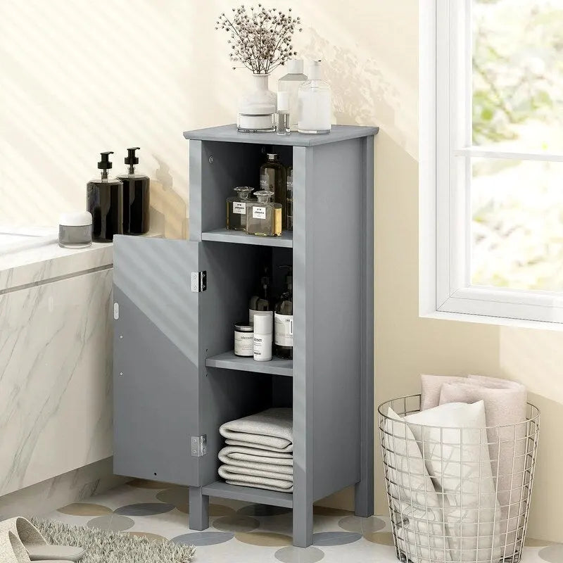 Compact Floor Storage Cabinet with Adjustable Shelves & Door