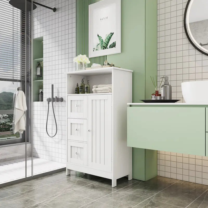3-Drawer Storage Cabinet with Cabinet Door & Shelf