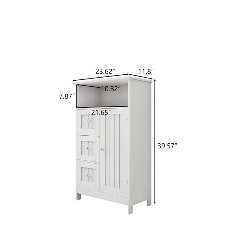 3-Drawer Storage Cabinet with Cabinet Door & Shelf