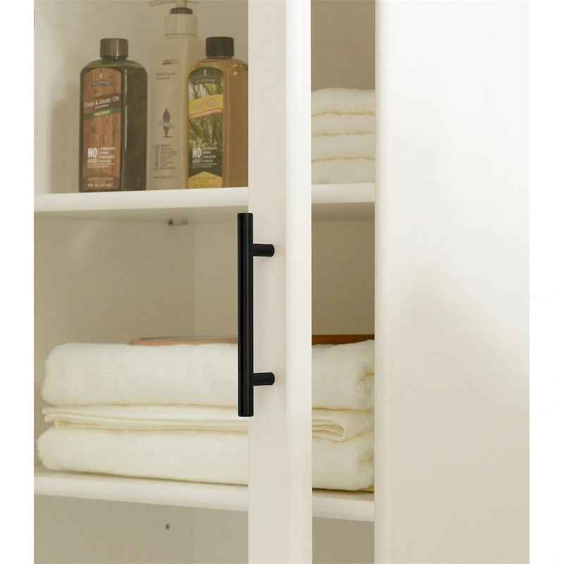 Freestanding Bathroom Storage Cabinet with Adjustable Shelves & Raised Feet