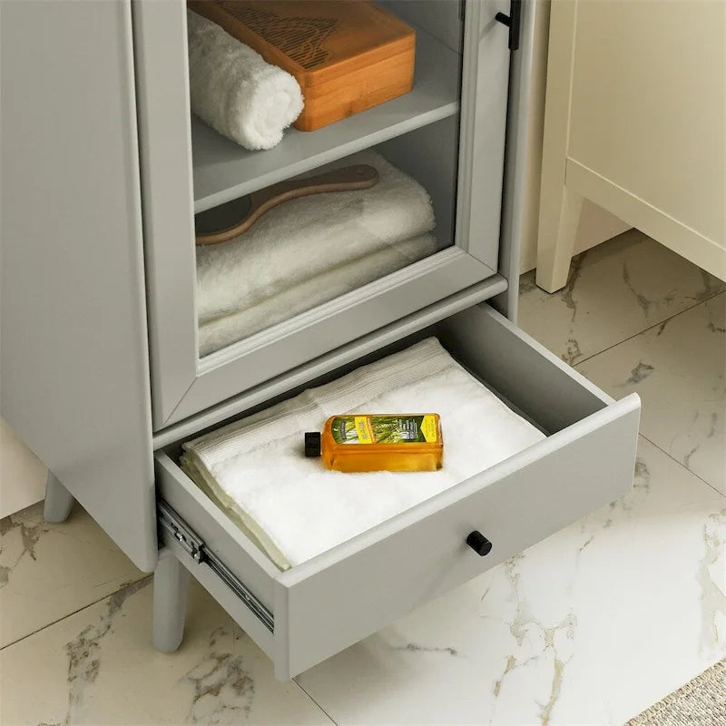Freestanding Bathroom Storage Cabinet with Adjustable Shelves & Raised Feet