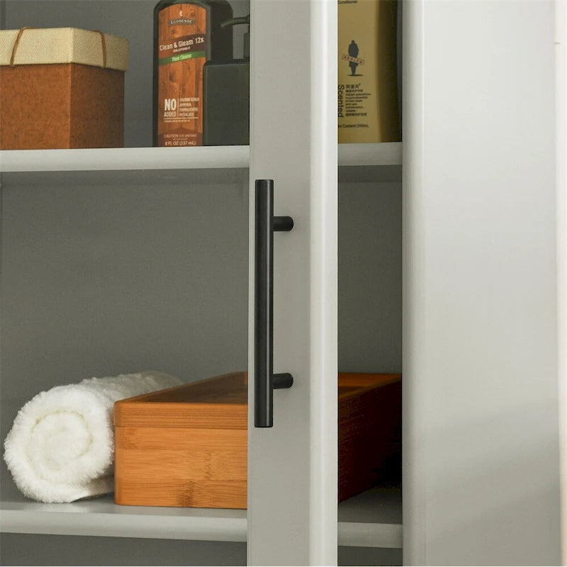Freestanding Bathroom Storage Cabinet with Adjustable Shelves & Raised Feet