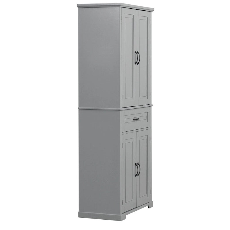 Tall Multi-Tier Storage Cabinet with Doors, Drawer & Adjustable Shelf