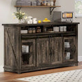 Farmhouse Sideboard Buffet Cabinet with Sliding Barn Doors & Grid Doors