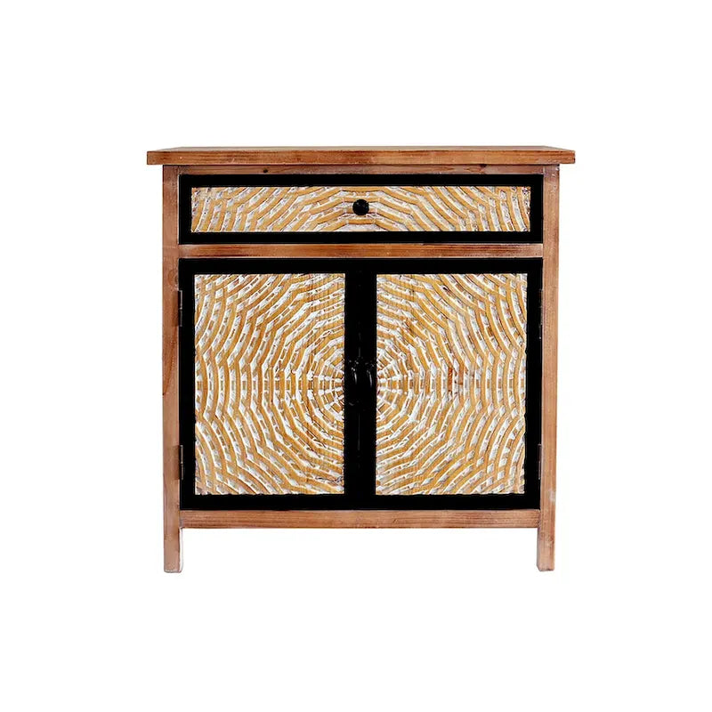 Natural Wood Storage Cabinet with Drawers & Doors