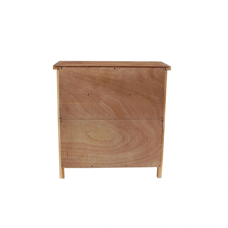 Natural Wood Storage Cabinet with Drawers & Doors