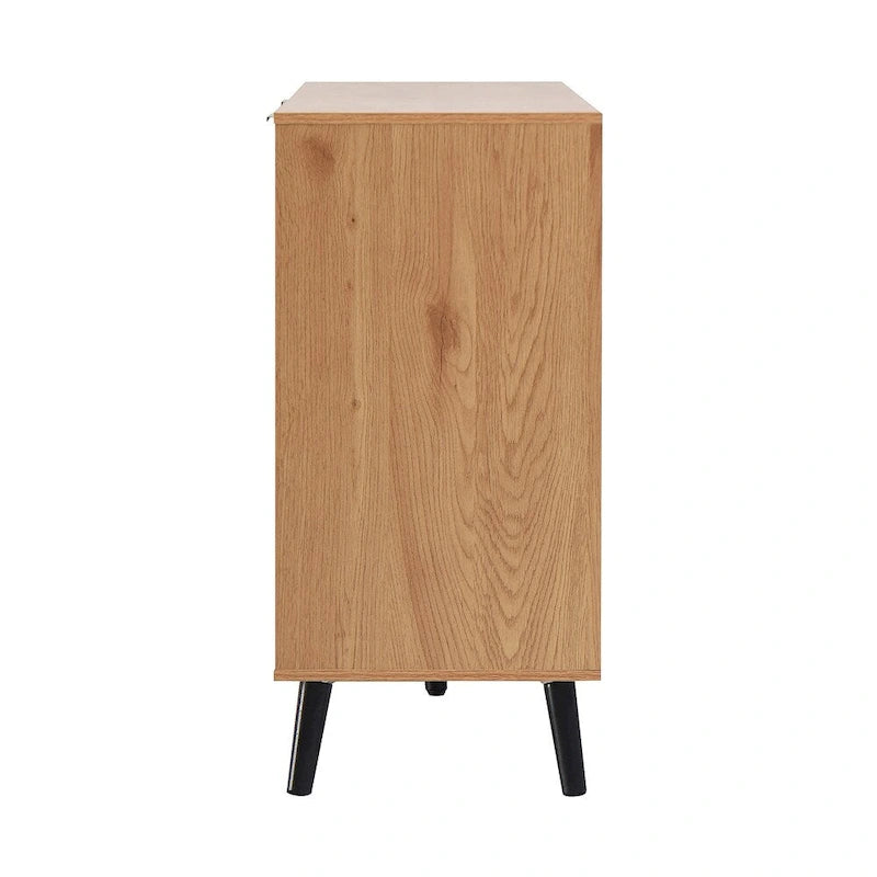 Wood Sideboard Buffet Cabinet with 3 Drawers & 2 Doors