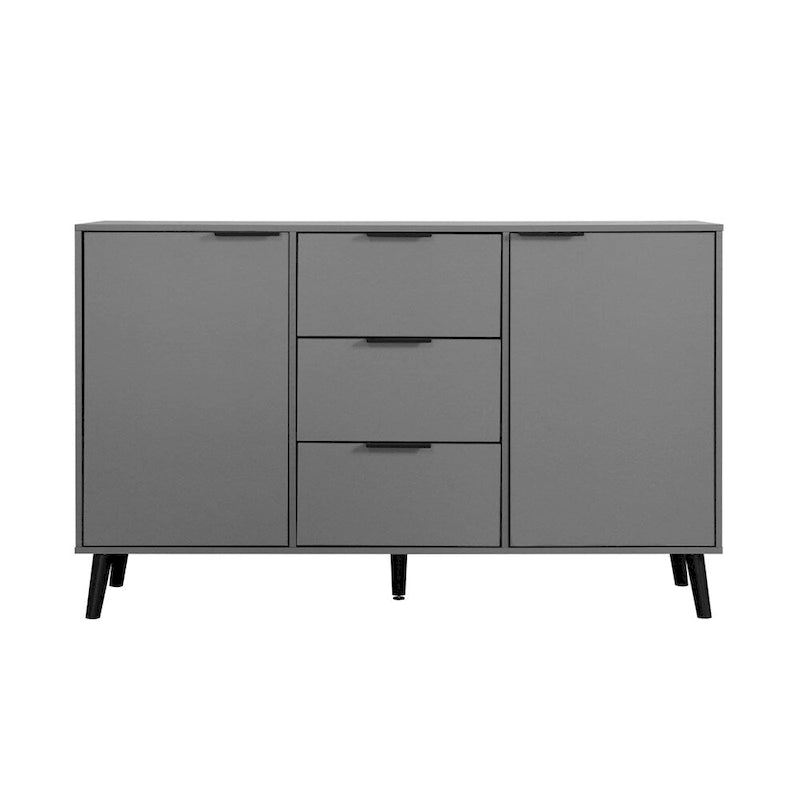 Wood Sideboard Buffet Cabinet with 3 Drawers & 2 Doors