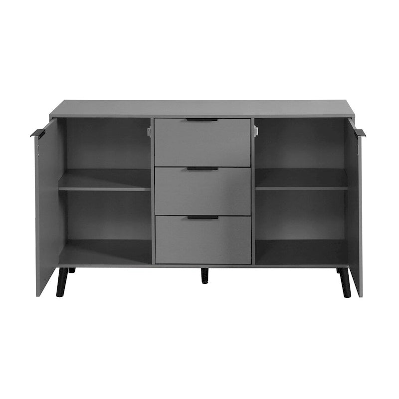 Wood Sideboard Buffet Cabinet with 3 Drawers & 2 Doors