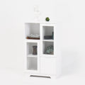 Modern Wood Floor Cabinet with 2 Glass Doors & Adjustable Shelves