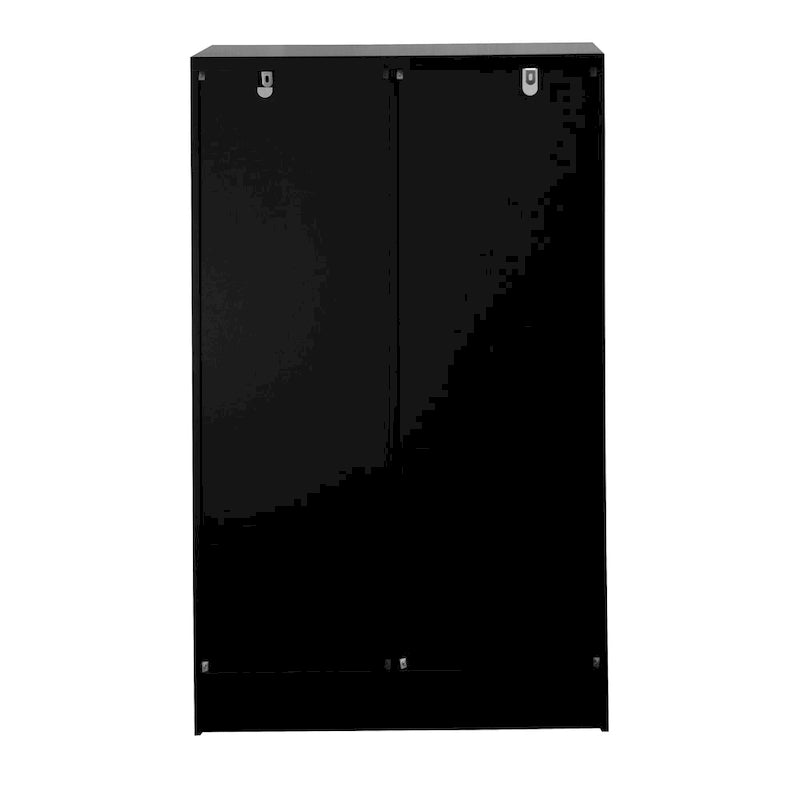 Modern Wood Floor Cabinet with 2 Glass Doors & Adjustable Shelves