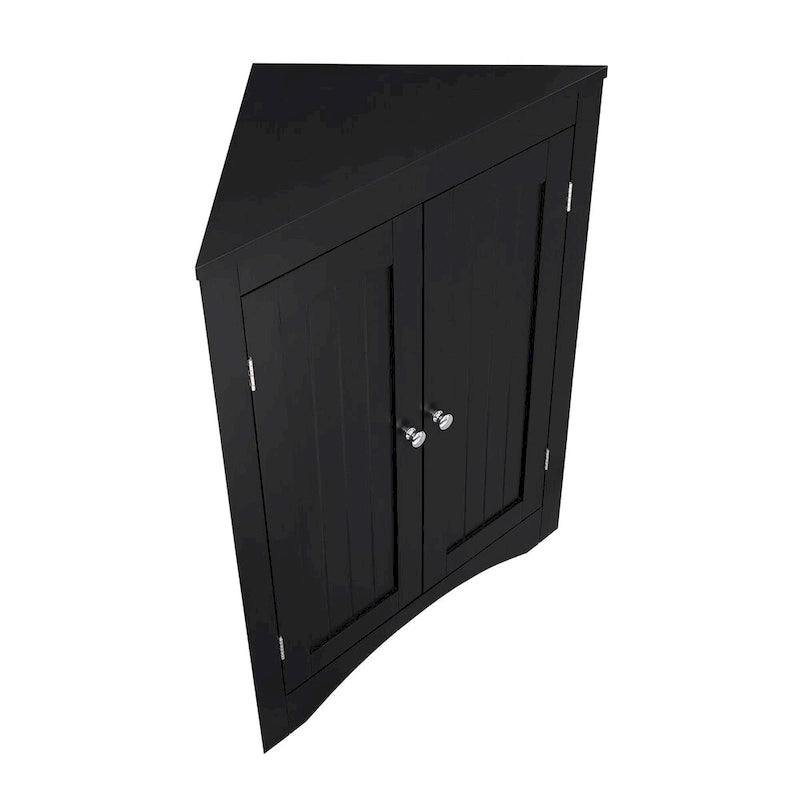 Freestanding Corner Storage Cabinet with Doors & Adjustable Shelves