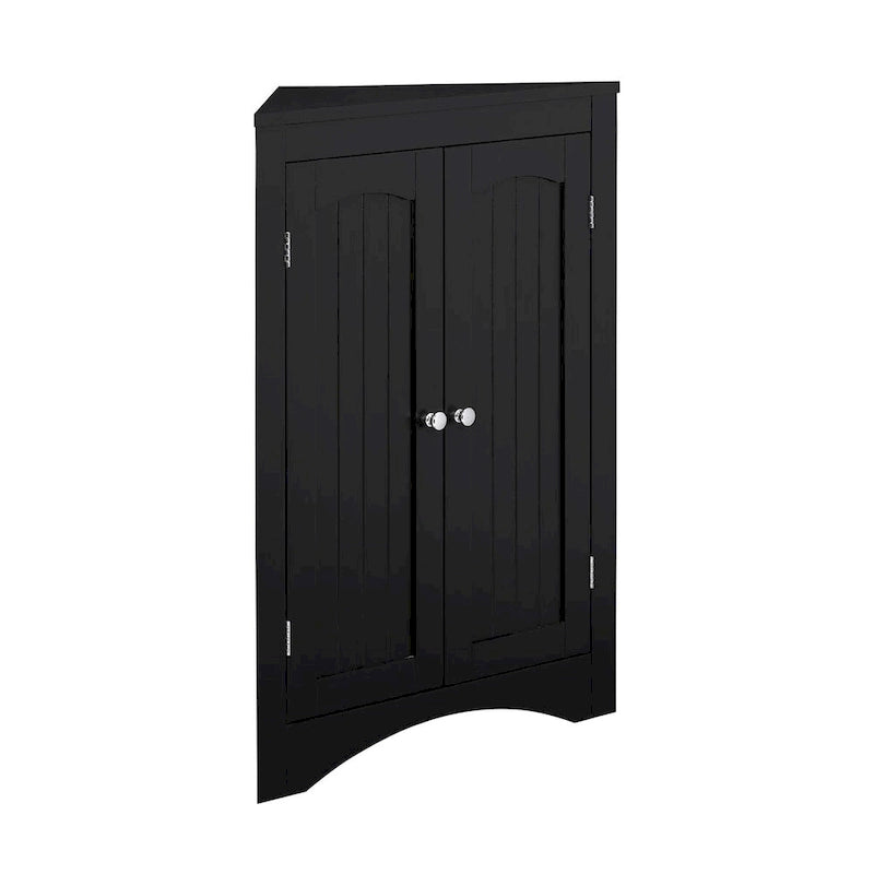 Freestanding Corner Storage Cabinet with Doors & Adjustable Shelves
