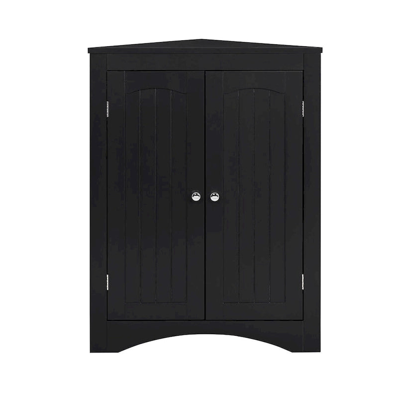 Freestanding Corner Storage Cabinet with Doors & Adjustable Shelves