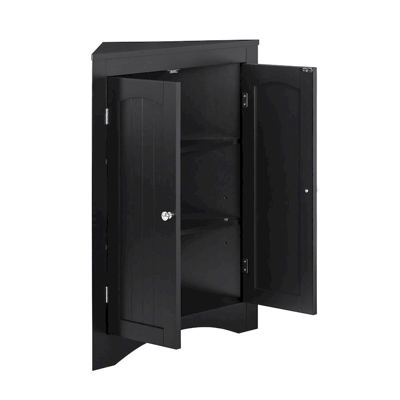 Freestanding Corner Storage Cabinet with Doors & Adjustable Shelves