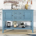 Solid Acacia Wood Buffet Sideboard with Drawers, Cabinets & Bottom Shelf — Dark Blue